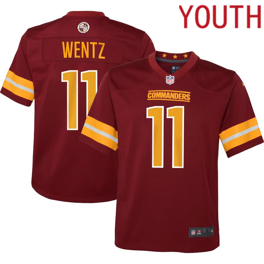 Youth Washington Commanders #11 Carson Wentz Nike Burgundy Alternate Game NFL Jersey->youth nfl jersey->Youth Jersey